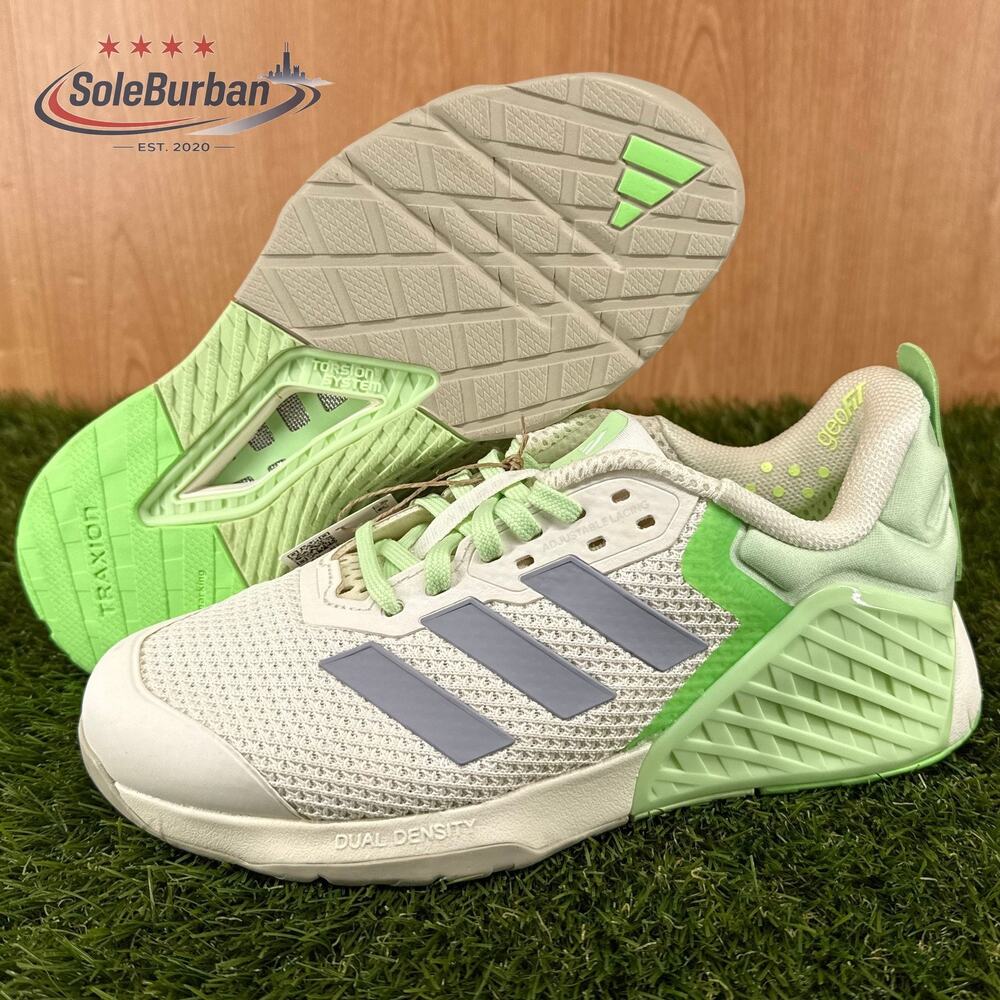 adidas Dropset 3 Halo Silver Semi Green Spark Training JR1673 Women's Size 6.5